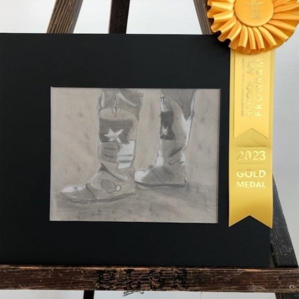 Royal STEM student Ester Castro has received a gold medal from the Houston Livestock Show and Rodeo Art Committee! Her artwork, left, will be on display in NRG Center throughout the show, which runs Feb. 28-March 19.